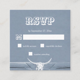 ウェスタン素朴ダスティブルーホワイトブルスカルRSVP エンクロージャーカード