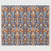 ウェスタン素朴ダマスクパターンデニムレザー ラッピングペーパー (フラット)