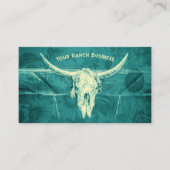 ウェスタン素朴ダークティール(緑がかった色)サンフラワーズブルスカル 名刺 (正面)