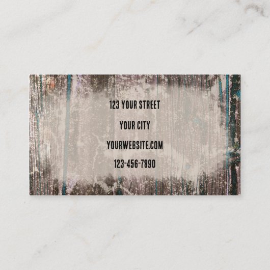 ウェスタン素朴ダークティール(緑がかった色)ブラウンテクスチャブルスカル 名刺 (裏面)