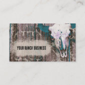 ウェスタン素朴ダークティール(緑がかった色)ブラウンテクスチャブルスカル 名刺 (正面)