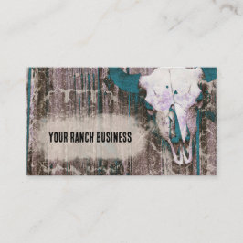 ウェスタン素朴ダークティール(緑がかった色)ブラウンテクスチャブルスカル 名刺