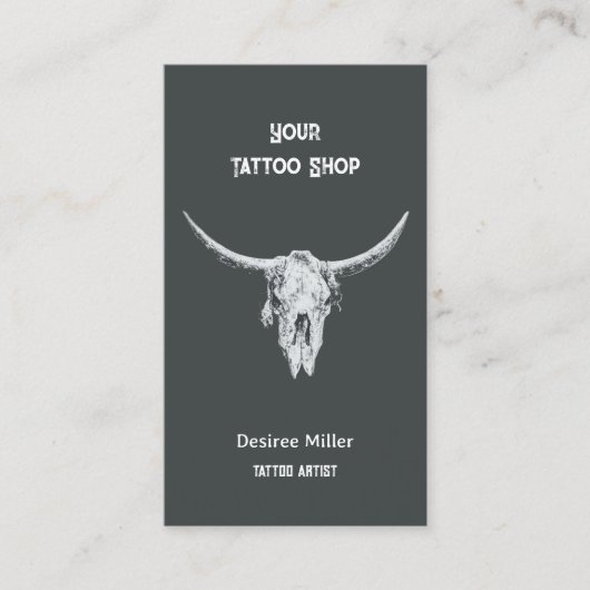 ウェスタン素朴チャコールタトゥーショップブルスカル 名刺 (正面)
