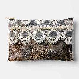 ウェスタン素朴ツーリング革とアンティークレースSm アクセサリーポーチ