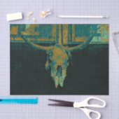 ウェスタン素朴ティール（緑がかった色）タンヴィンテージブルスカルスクリプト 薄葉紙 (クラフト)