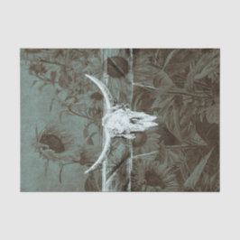 ウェスタン素朴ティール（緑がかった色）ブラウンサンフラワーズブルスカル 薄葉紙