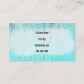 ウェスタン素朴ティール(緑がかった色)ブルスカルひまわり花オンウッド 名刺 (裏面)