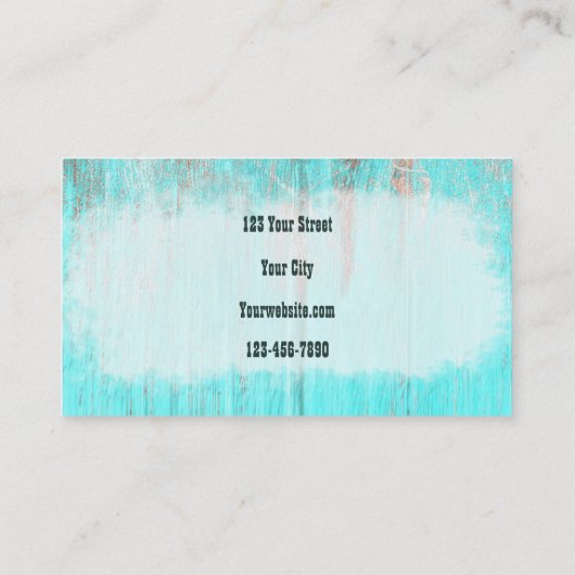 ウェスタン素朴ティール(緑がかった色)ブルスカルひまわり花オンウッド 名刺 (裏面)