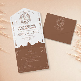 ウェスタン素朴デザートカウボーイブーツスカル オールインワン招待状