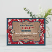 ウェスタン素朴バンダナプリントカウボーイ誕生日 招待状 (スタンド正面)