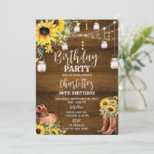 ウェスタン素朴バースデーパーティーひまわり 招待状 (スタンド正面)