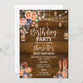 ウェスタン素朴バースデーパーティー 招待状 (正面/裏面)