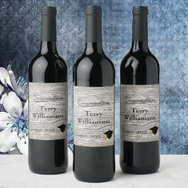 ウェスタン素朴バーンボード卒業パーティー ワインラベル