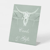 ウェスタン素朴パステルセージグリーンホワイトカウズスカル 台座サイン (正面)