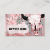 ウェスタン素朴ピンクブルスカルヒマワリ 名刺 (正面)