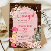 ウェスタン素朴ピンクブーツ女性のカーボーイベビーシャワー 招待状