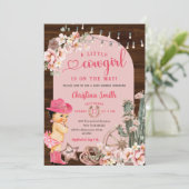 ウェスタン素朴ピンクブーツ女性のカーボーイベビーシャワー 招待状 (スタンド正面)