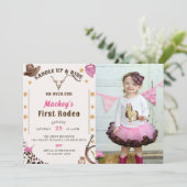ウェスタン素朴ファースト誕生日ロデオ写真 招待状 (スタンド正面)