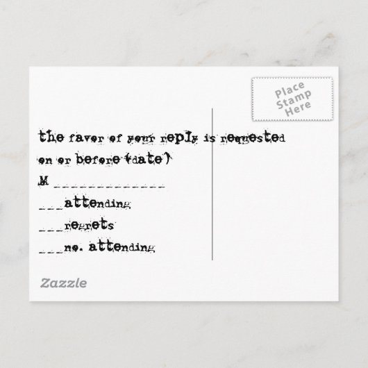 ウェスタン素朴ファームバーンカントリーウェディングRSVP インビテーションポストカード (裏面)