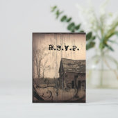 ウェスタン素朴ファームバーンカントリーウェディングRSVP インビテーションポストカード (スタンド正面)