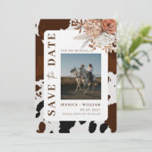 ウェスタン素朴フォトカウボーイの結婚式の日付を保存 招待状 (スタンド正面)