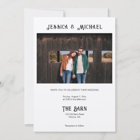 ウェスタン素朴フォトQRコード付きクラフト紙 招待状 (正面)