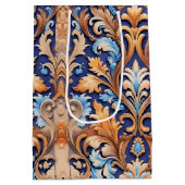 ウェスタン素朴フローラダマスクパターンデニムレザー ミディアムペーパーバッグ (裏面)