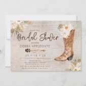 ウェスタン素朴フローラブートブライダルシャワー 招待状 (正面)