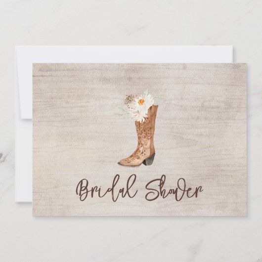 ウェスタン素朴フローラブートブライダルシャワー 招待状 (裏面)