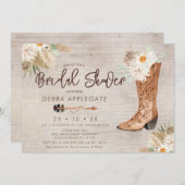 ウェスタン素朴フローラブートブライダルシャワー 招待状 (正面/裏面)