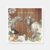 ウェスタン素朴フローラ女性のカーボーイ誕生日パーティー スタンダードカクテルナプキン (正面)