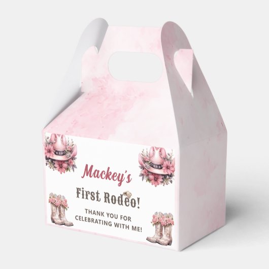 ウェスタン素朴フローラ女性のカーボーイ誕生日パーティー フェイバーボックス (正面サイド)
