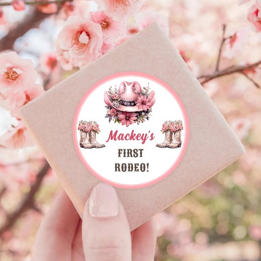 ウェスタン素朴フローラ女性のカーボーイ誕生日パーティー ラウンドシール