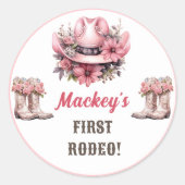 ウェスタン素朴フローラ女性のカーボーイ誕生日パーティー ラウンドシール (正面)