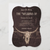 ウェスタン素朴ブラウンカントリーロデオブルスカル 招待状 (正面)