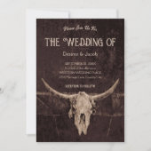 ウェスタン素朴ブラウンカントリーロデオブルスカル 招待状 (正面)