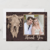 ウェスタン素朴ブラウンブルスカルカントリー写真 サンキューカード (正面)