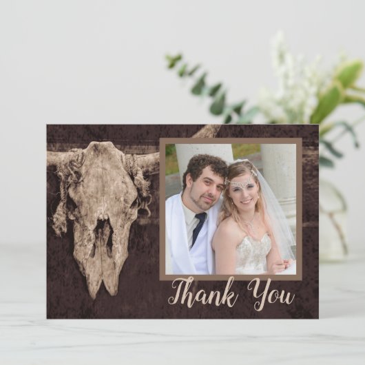 ウェスタン素朴ブラウンブルスカルカントリー写真 サンキューカード (スタンド正面)