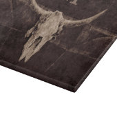 ウェスタン素朴ブラウンベージュオールドブルスカルモノグラム カッティングボード (角)