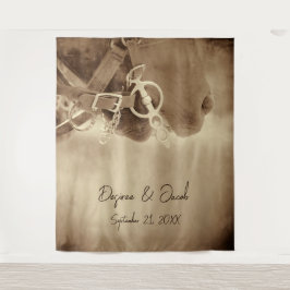 ウェスタン素朴ブラウンホースPhotobooth背景 タペストリー