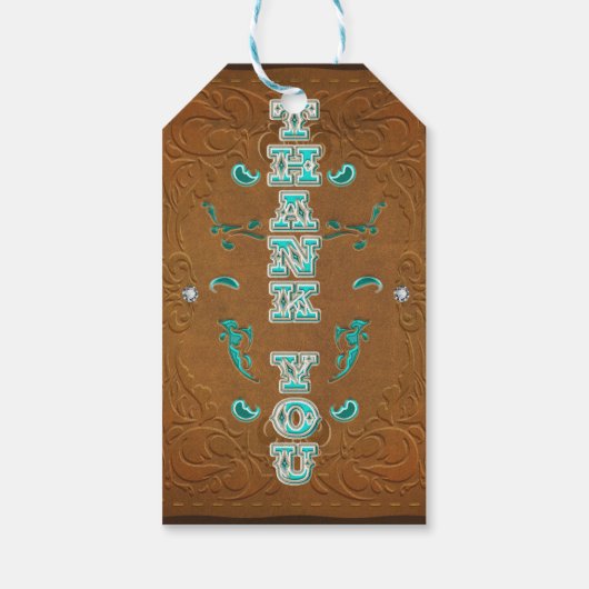 ウェスタン素朴ブラウンレザーダイヤモンドありがとう ギフトタグ (裏面)