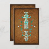 ウェスタン素朴ブラウンレザールックサンキューカード サンキューカード (正面/裏面)