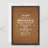 ウェスタン素朴ブラウンレザールックベイビーシャワー 招待状 (裏面)