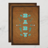 ウェスタン素朴ブラウンレザールックベイビーシャワー 招待状 (正面/裏面)