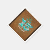 ウェスタン素朴ブラウンレザールック&ダイヤモンド15 スタンダードカクテルナプキン (角)