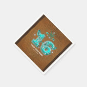 ウェスタン素朴ブラウンレザールック&ダイヤモンド16 スタンダードカクテルナプキン (角)