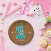 ウェスタン素朴ブラウンレザールック&ダイヤモンド1 One ペーパープレート (パーティー)