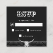 ウェスタン素朴ブラックアンドホワイトブルスカルRSVP エンクロージャーカード (正面)