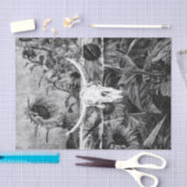 ウェスタン素朴ブラック&ホワイトフローラブルスカル 薄葉紙 (クラフト)