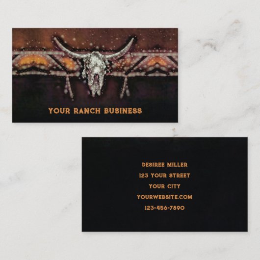 ウェスタン素朴ブルカウカスカルオレンジブラウントライバル 名刺 (正面/裏面)